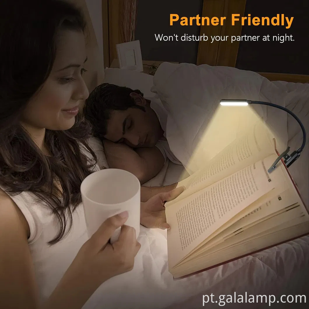 Luz de livro recarregável com o olho de 3 temperaturas de cores e escurecimento por escâncora